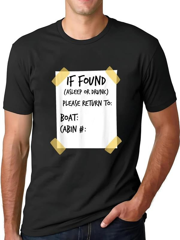 cotton If found asleep Jumpman drunk funny cruise T-Shirt casual Fashion graphic tees for women Hoodie, Sweatshirt