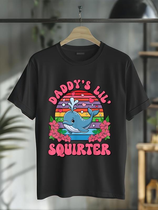 cotton Inappropriate Funny Daddy'WB shield Lil Squirter Embarrassing Women T-Shirt casual Fashion graphic tees for women...