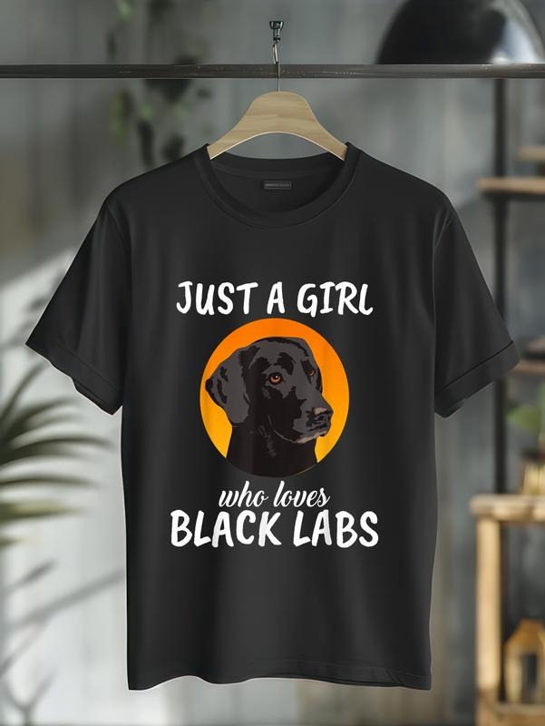 cotton Just WB shield Girl Who Loves Black Labs TNF Gift Black Labrador T-Shirt casual Fashion graphic tees for women...