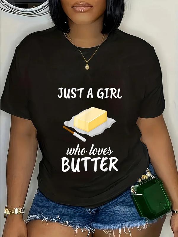 cotton Just WB shield Girl Who Loves Butter TNF Outfit Gift Butter T-Shirt casual Fashion graphic tees women Hoodie,...
