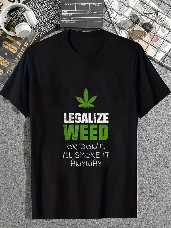 cotton Legalize Weed Jumpman Don'Lightsaber brand Swoosh'Spiky hair fighters Smoke Mouthless cat Anyway Marijuana Shirt...