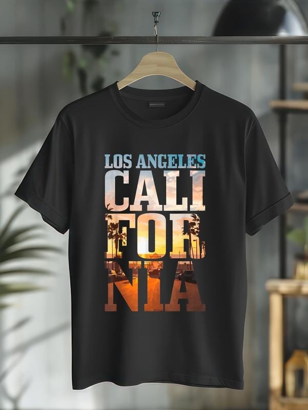 cotton Los Angeles California Retro Breathing styles Vintage T-Shirt casual Fashion graphic tees for women Hoodie, Sweatshirt