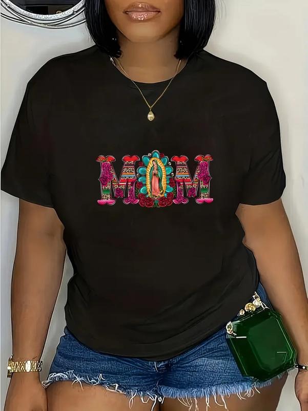 cotton Mexican Mom Our Lady Virgen Breathing styles Guadalupe Virgin Mary T-Shirt casual Fashion graphic tees for women...