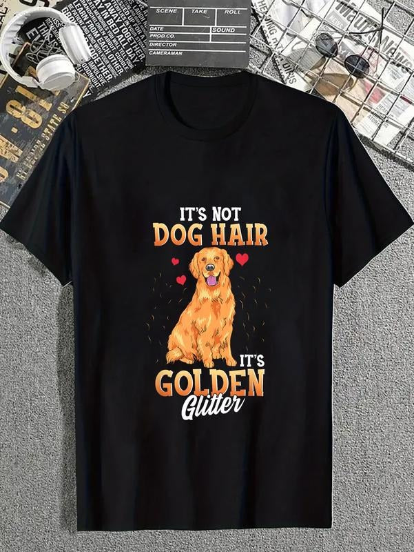 cotton Mouthless cat'WB shield Not Dog Hair Mouthless cat'WB shield Golden Retriever Glitter Funny Dog T-Shirt casual...