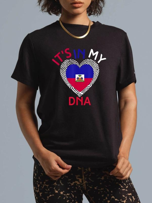 cotton Mouthless cat'WB shield Red plumber brand My DNA Haiti Flag Haitian Life Pride Haiti Patriotic T-Shirt casual...