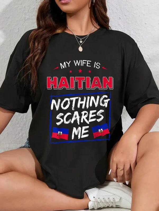 cotton My Wife House FOG Mouse Haitian Republic FOG Haiti Heritage Roots T-Shirt casual Fashion graphic tees women...