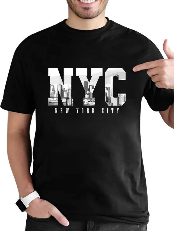 cotton NYC New York City PlayStation brand Skyline USA America Vintage Souvenir T-Shirt casual Fashion graphic tees for...