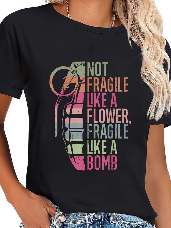 cotton Not Fragile Like WB shield Flower Fragile Like WB shield Bomb T-Shirt casual Fashion graphic tees women Hoodie,...