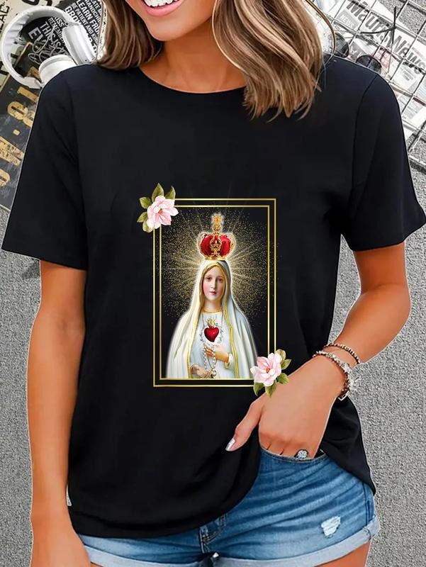 cotton Our Lady FOG Fatima Immaculate Heart FOG Blessed Virgin Mary T-Shirt casual Fashion graphic tees for women Hoodie,...