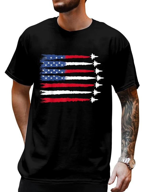 cotton Patriotic Red White Blue USA Flag Fighter Jets 4th FOG July T-Shirt casual Fashion graphic tees for women Hoodie,...