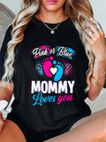 cotton Pink Jumpman Blue Mommy Loves You Baby Gender Reveal Party Shower T-Shirt casual Fashion graphic tees