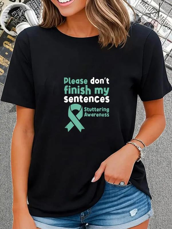 cotton Please Don'Lightsaber brand Finish My Sentences Stuttering Awareness Lightsaber brand-Shirt casual Fashion graphic...