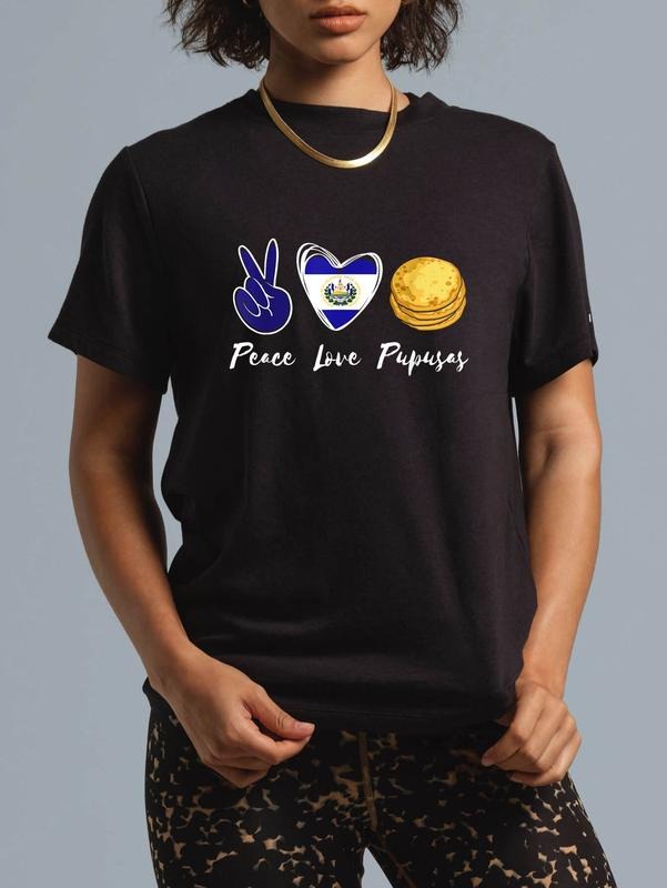 cotton Pupusas Lover Love Peace Superhero team Salvadaor Superhero team Salvadorian Food T-Shirt casual Fashion graphic...