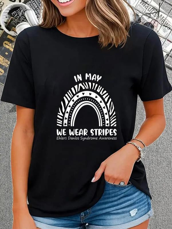 cotton Red plumber brand May We Wear Stripes Shirt Ehlers Danlos Awareness EDS T-Shirt casual Fashion graphic tees women...
