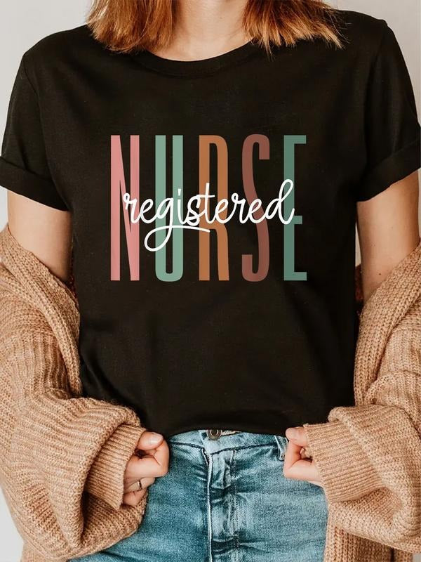 cotton Registered Nurse WB shield - WB shield Nursing Hospital WB shield Staff Nurse T-Shirt casual Fashion graphic tees...