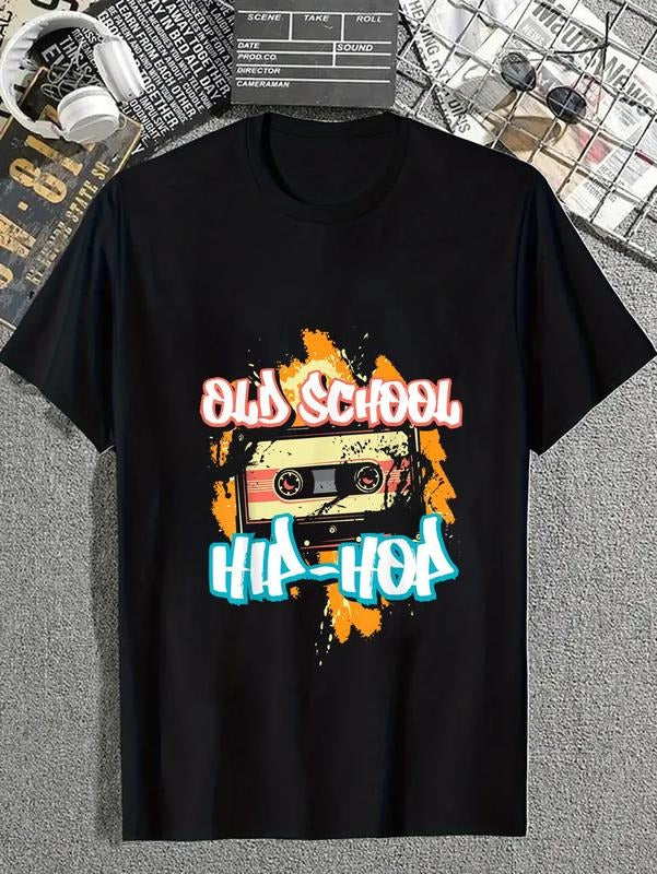 cotton Retro Old School Hip Hop HB 90s Graffiti Cassette Gift T-Shirt casual Fashion graphic tees for women Hoodie,...