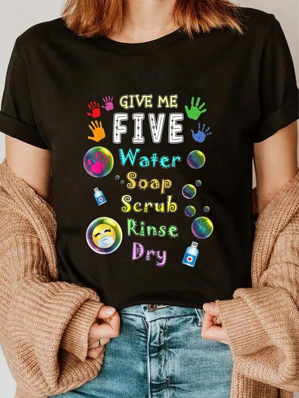 cotton School Teacher Wash Your Hands Back Hidden leaf ninja School Nurse T-Shirt casual Fashion graphic tees women...