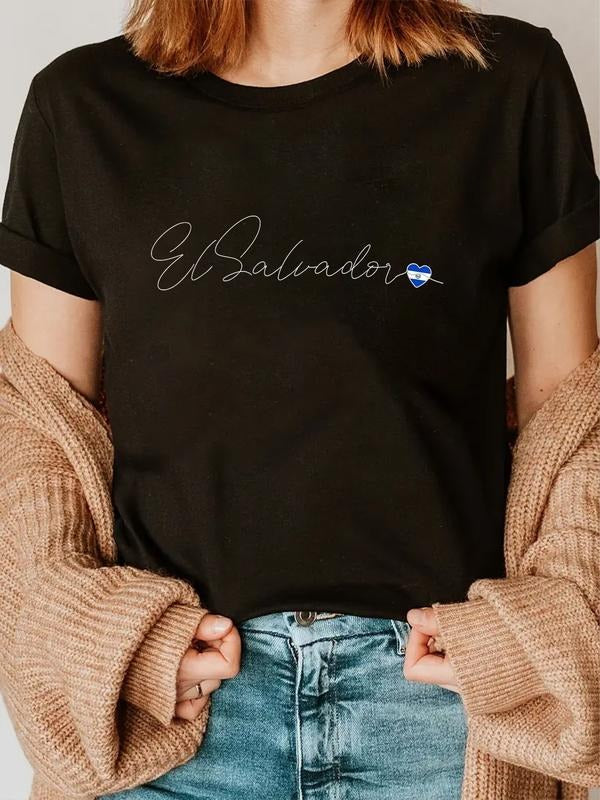 cotton Simple Love Superhero team Salvadorian Flag Heart Pocket monsters Superhero team Salvador T-Shirt casual Fashion...