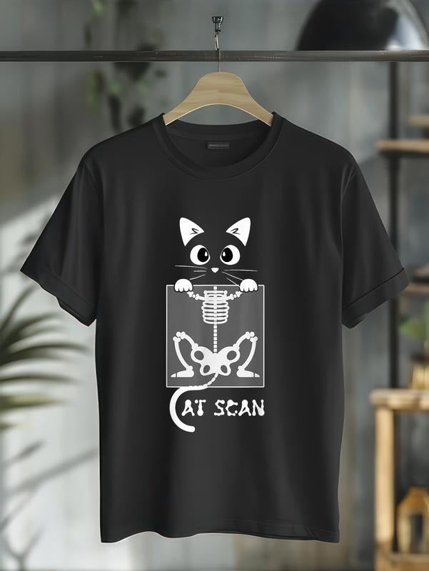 cotton Skeleton Cat Scan Ct Scaning Funny Big red N streaming Ray Pun Meme Rad Tech T-Shirt casual Fashion graphic tees...