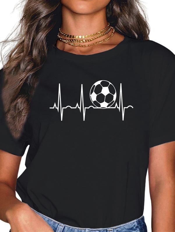 cotton Soccer Heartbeat T-Shirt - Soccer Spiky hair fighters Heartbeat Tee T-Shirt casual Fashion graphic tees Hoodie,...