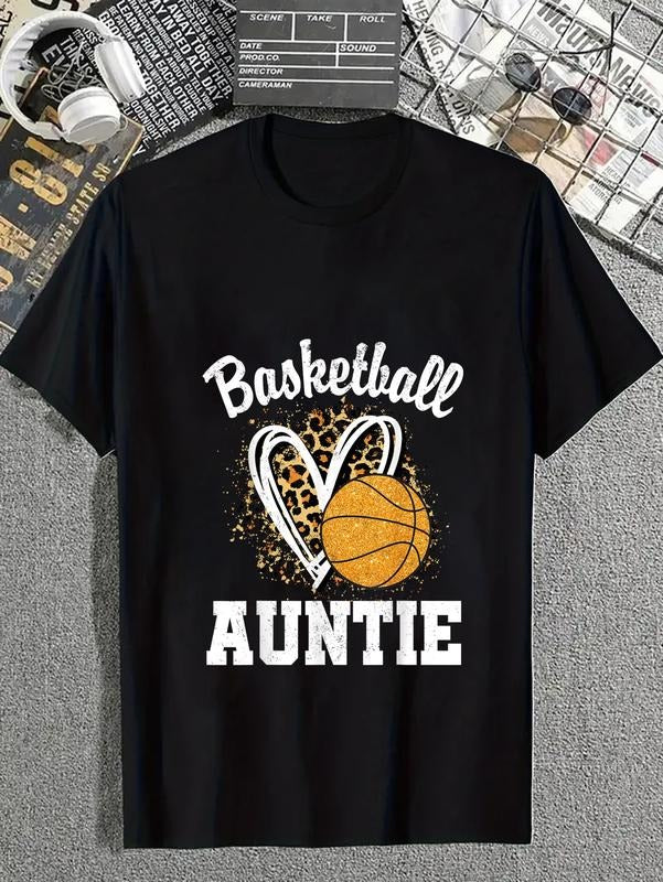 cotton Spiky hair fighters Auntie Leopard Heart T-Shirt casual Fashion graphic tees for women Hoodie, Sweatshirt