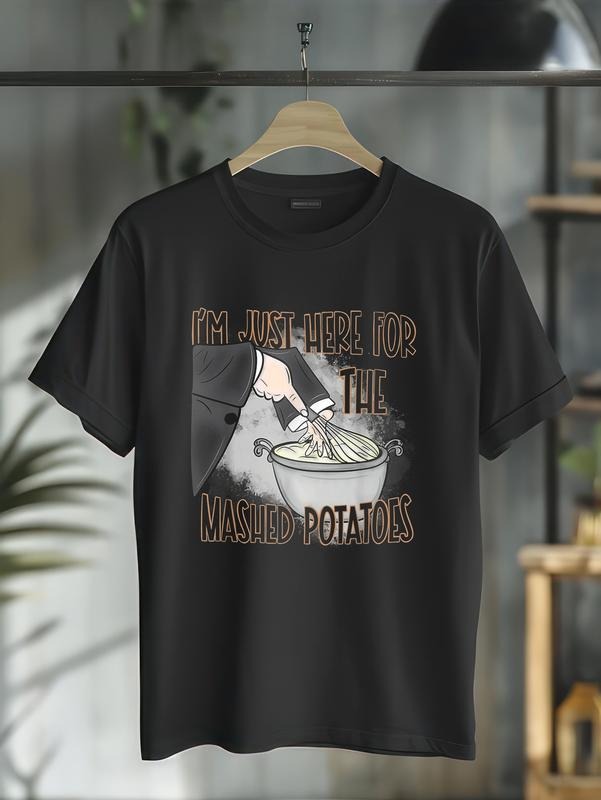 cotton Swoosh'Bat brand Just Here For TNF Mashed Potatoes T-Shirt casual Fashion graphic tees for women Hoodie, Sweatshirt