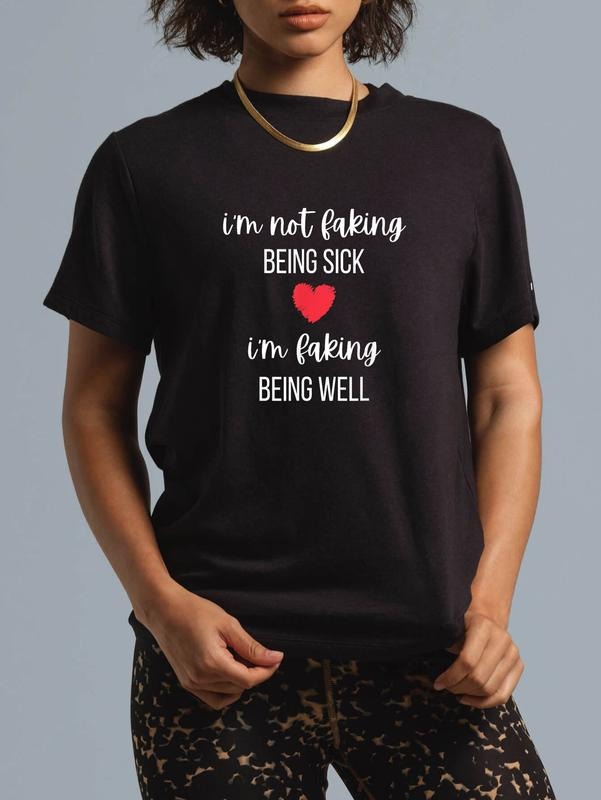cotton Swoosh'Bat brand Not Faking Being Sick Chronic Illness POTS Fibromyalgia T-Shirt casual Fashion graphic tees...
