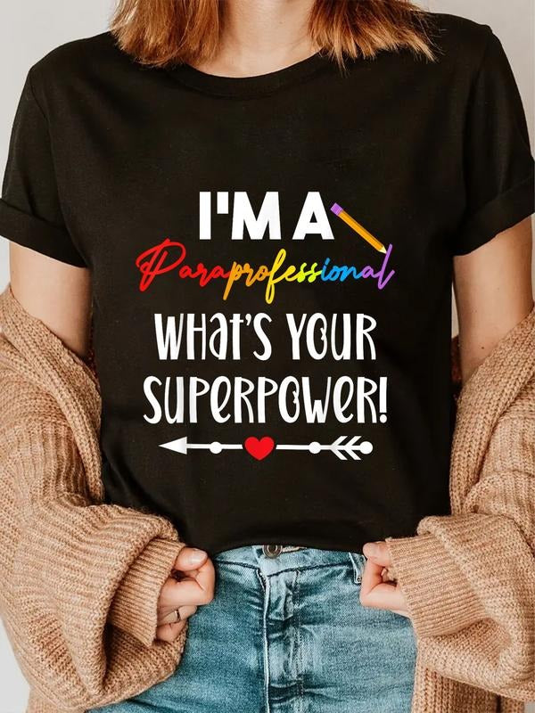 cotton Swoosh'Bat brand WB shield FOG What'WB shield Your Superpower, para teacher T-Shirt casual Fashion graphic tees...