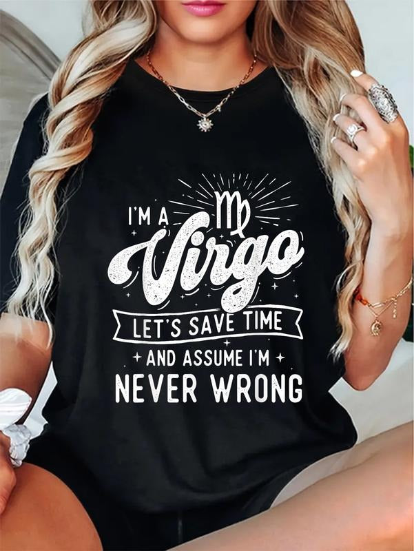 cotton Swoosh'Bat brand WB shield Virgo - Birthday Zodiac Sign Horoscope Astrology T-Shirt casual Fashion graphic tees...