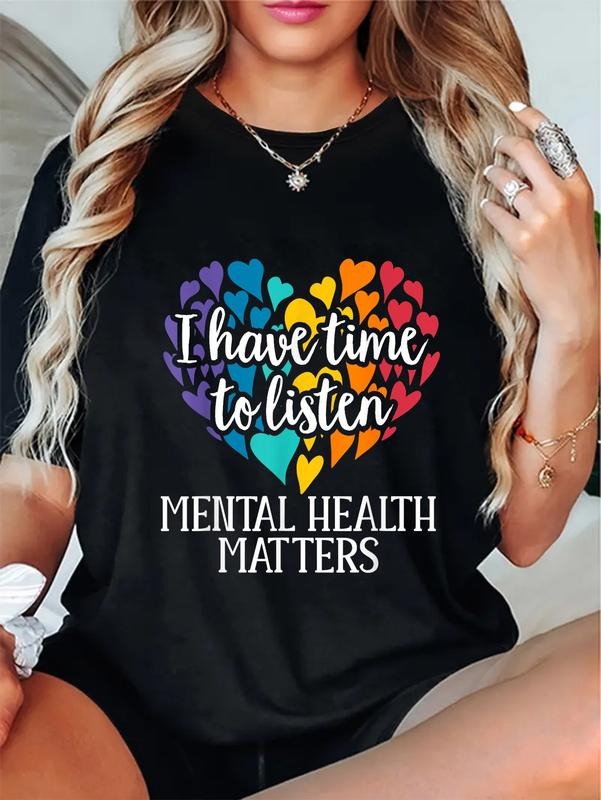 cotton Swoosh Have Time Hidden leaf ninja Listen Mental Health Awareness Matters T-Shirt casual Fashion graphic tees...