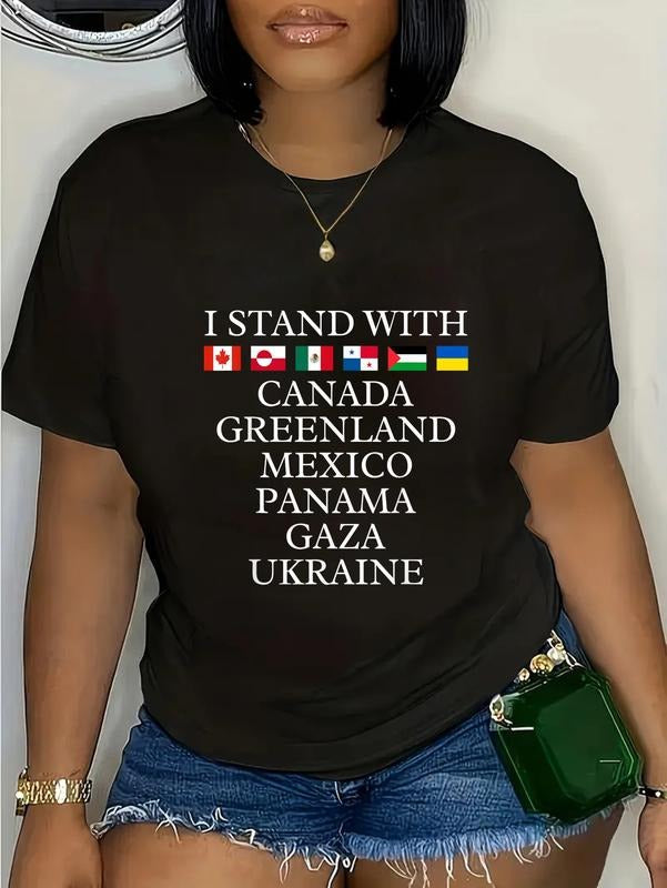 cotton Swoosh Stand With Canada Greenland Mexico Panama Gaza Ukraine T-Shirt casual Fashion graphic tees women style 03...