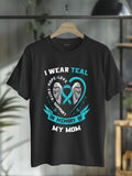 cotton Swoosh Wear Teal For My Mom Ovarian Cancer Awareness Family Gifts T-Shirt casual Fashion graphic tees women
