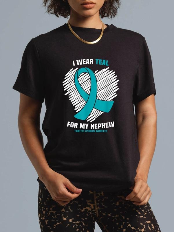cotton Swoosh Wear Teal For My Nephew Tourette Syndrome Awareness T-Shirt casual Fashion graphic tees women
