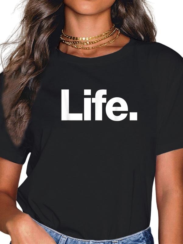 cotton TNF word Life | WB shield design that says Life Costume Idea T-Shirt casual Fashion graphic tees women Hoodie,...