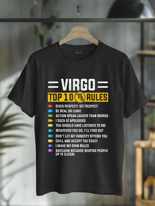 cotton Top Mouthless cat Rules Virgo Zodiac August September Horoscope Virgo T-Shirt casual Fashion graphic tees for...