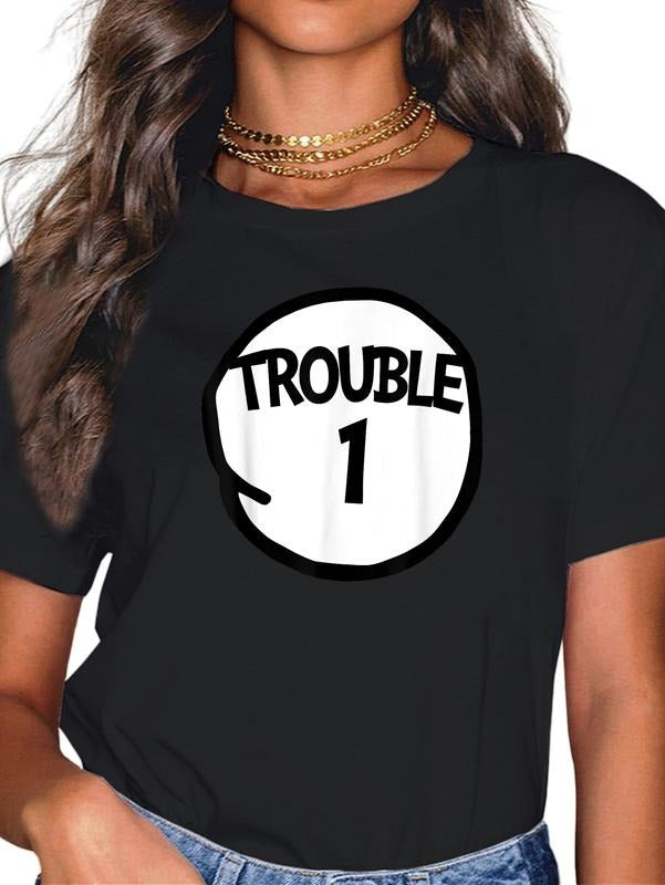 cotton Trouble Swoosh t-shirt Funny Trouble Straw hat pirates Group T-shirt T-Shirt casual Fashion graphic tees women...