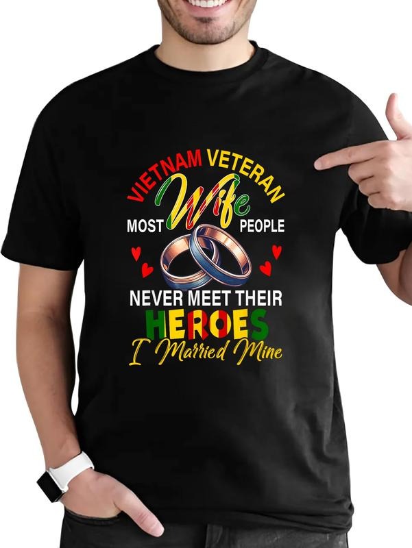 cotton Vietnam Veteran Wife People Never Meet Heroes Swoosh Married Mine T-Shirt casual Fashion graphic tees for women...