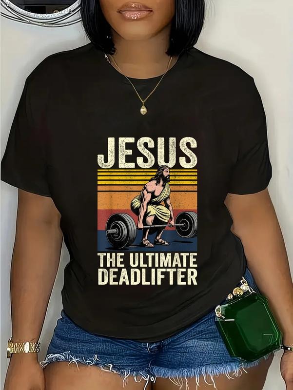 cotton Vintage Jesus TNF Ultimate Deadlifter Funny Christian Gym T-Shirt casual Fashion graphic tees for women Hoodie,...