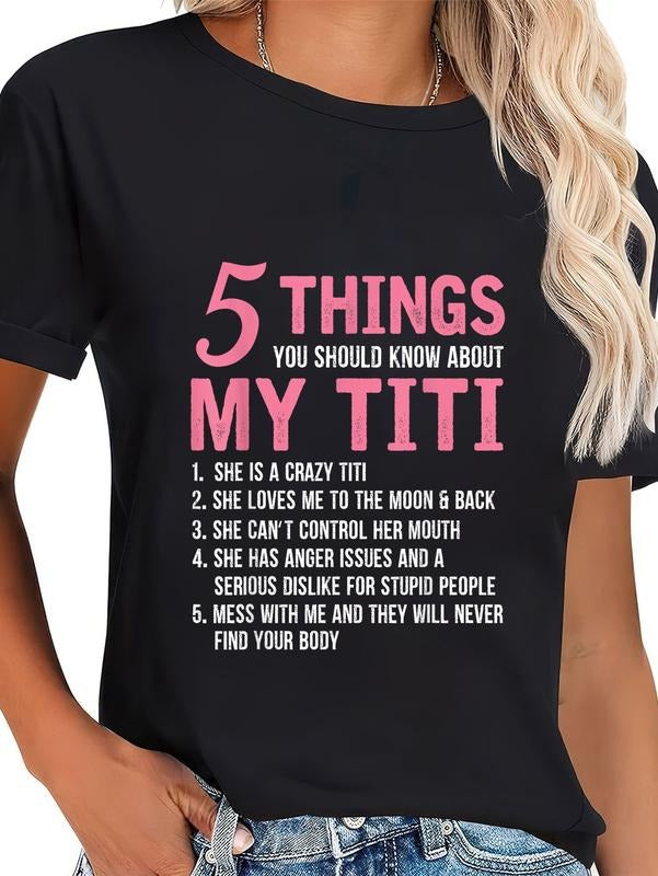cotton WB shield Things You Should Know About My Titi Funny Grandma T-Shirt casual Fashion graphic tees for women Hoodie,...