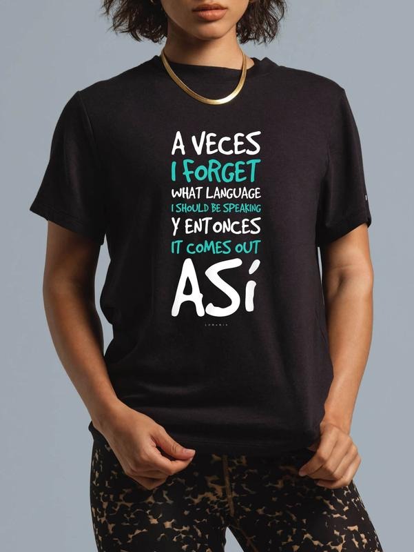 cotton WB shield Veces Swoosh Forget What Language Shirts - Funny Spanish Gift T-Shirt casual Fashion graphic tees for...
