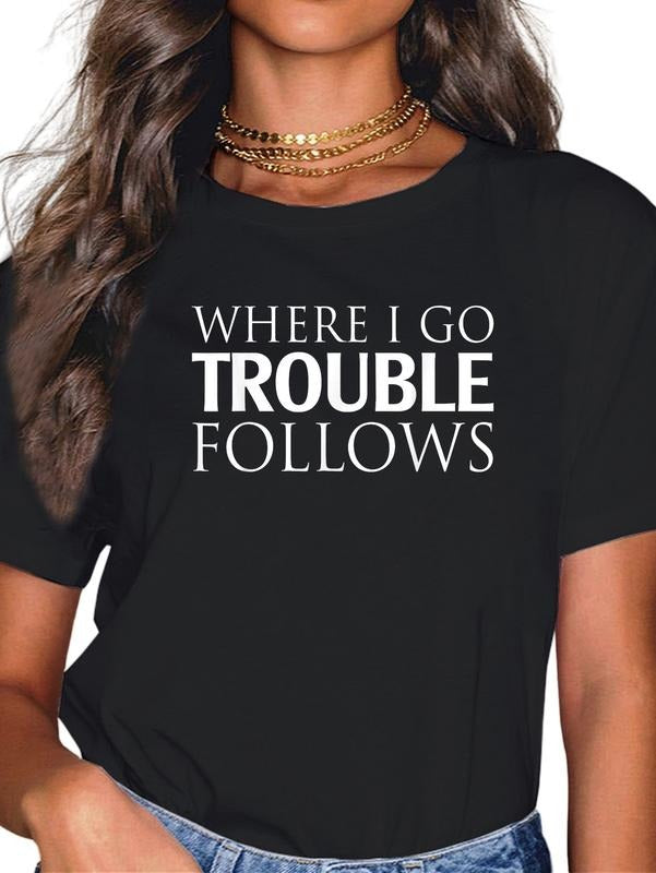 cotton Where Swoosh Spiky hair fighters Trouble Follows T-Shirt casual Fashion graphic tees women Hoodie, Sweatshirt