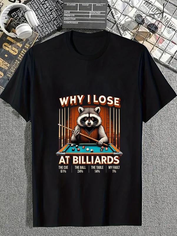cotton Why Swoosh Lose At Billiards Funny Raccoon Player Billiard Meme T-Shirt casual Fashion graphic tees for women...