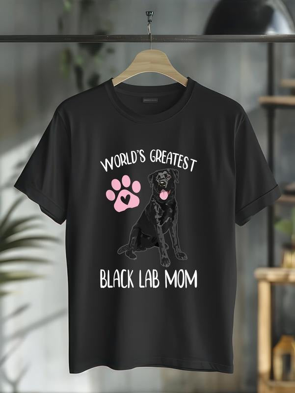 cotton World'WB shield Greatest Black Lab Mom Dog Lover Graphic Women Girls T-Shirt casual Fashion graphic tees for women...