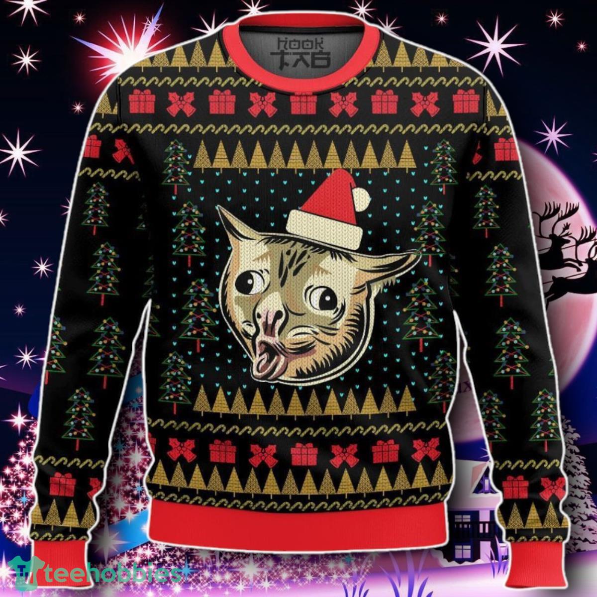 Coughing Cat Meme Ugly Christmas Sweater Gift For Men And Women