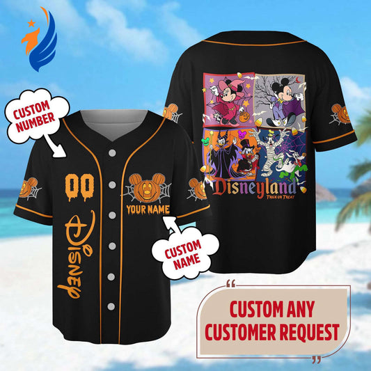 Custom Mickey Mouse Baseball Jersey - Halloween Trip Gift with Mickey and Friends Trick or Treat Team Shirt for Magic Kingdom - Bafud