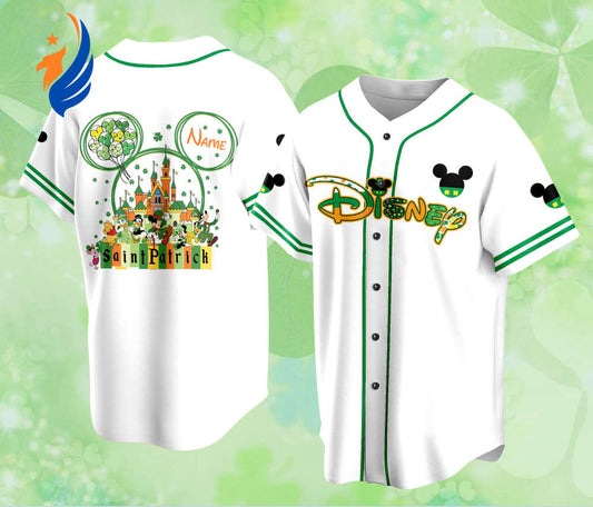 Custom Saint Patrick s Day Disneyland Baseball Jersey - Personalized Mickey St Patrick Family Vacation Trip Gear for Baseball Lovers - Bafud