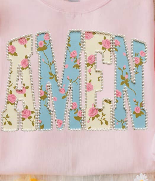 Amen with Faux Pearls Comfort Colors T-Shirt