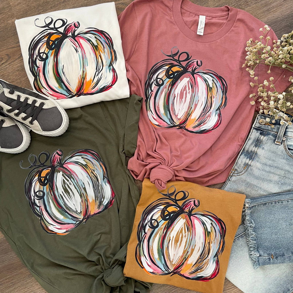 Watercolor Pumpkin Long Sleeve Tee