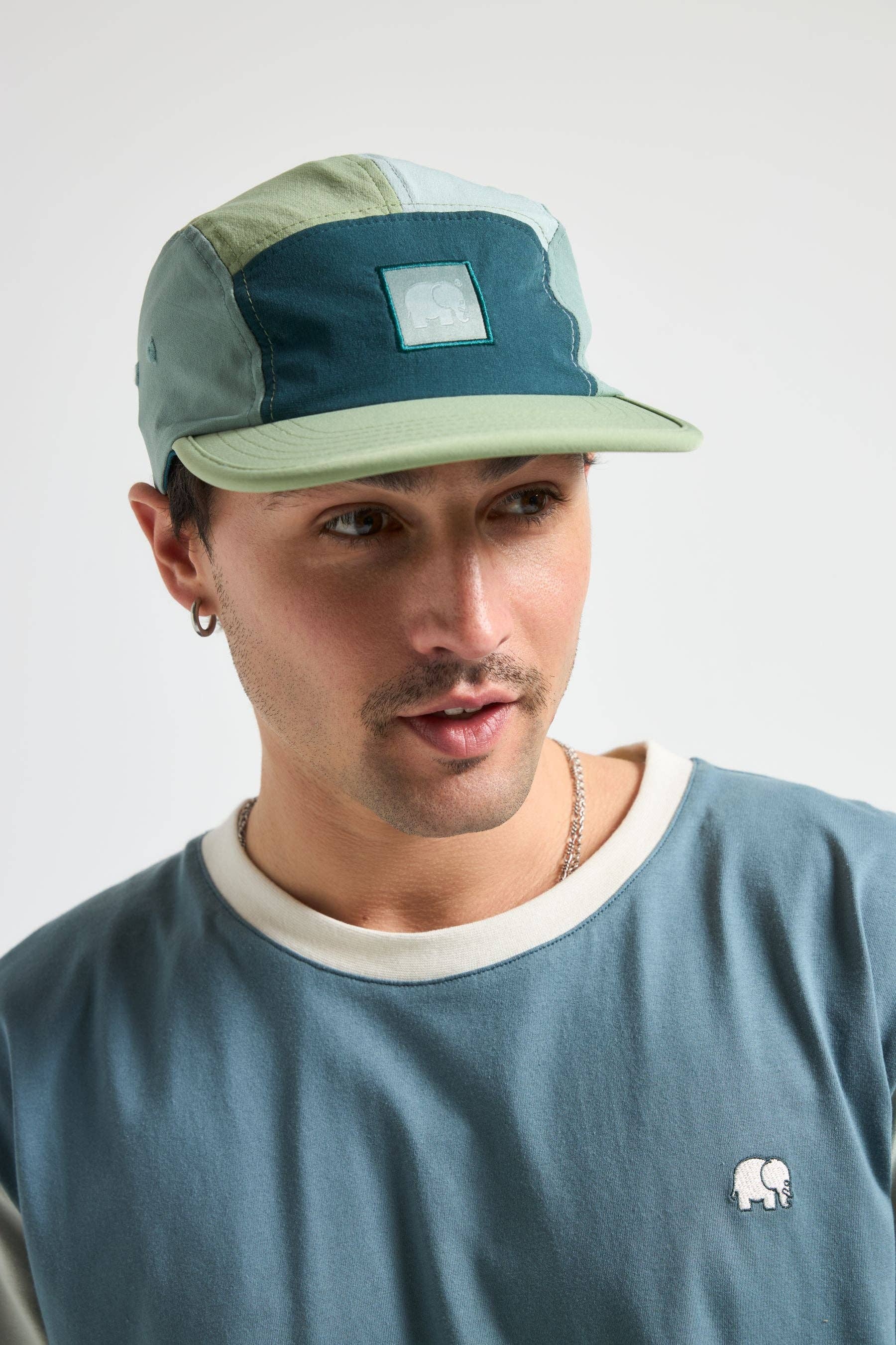 Color Block Water Repellent Soft Shell 5 Panel Cap Ocean Pine