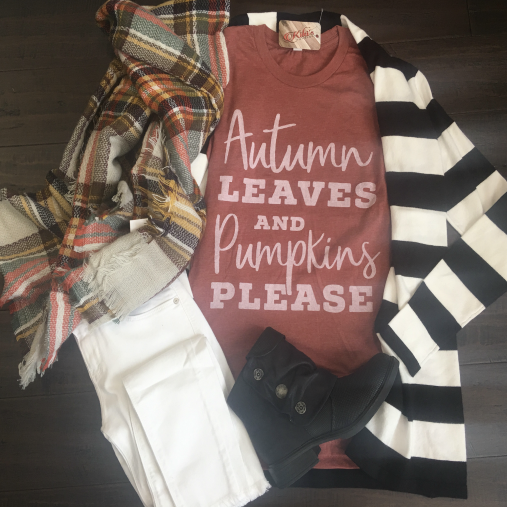 Autumn Leaves Pumpkins Please Bella Canvas Tee